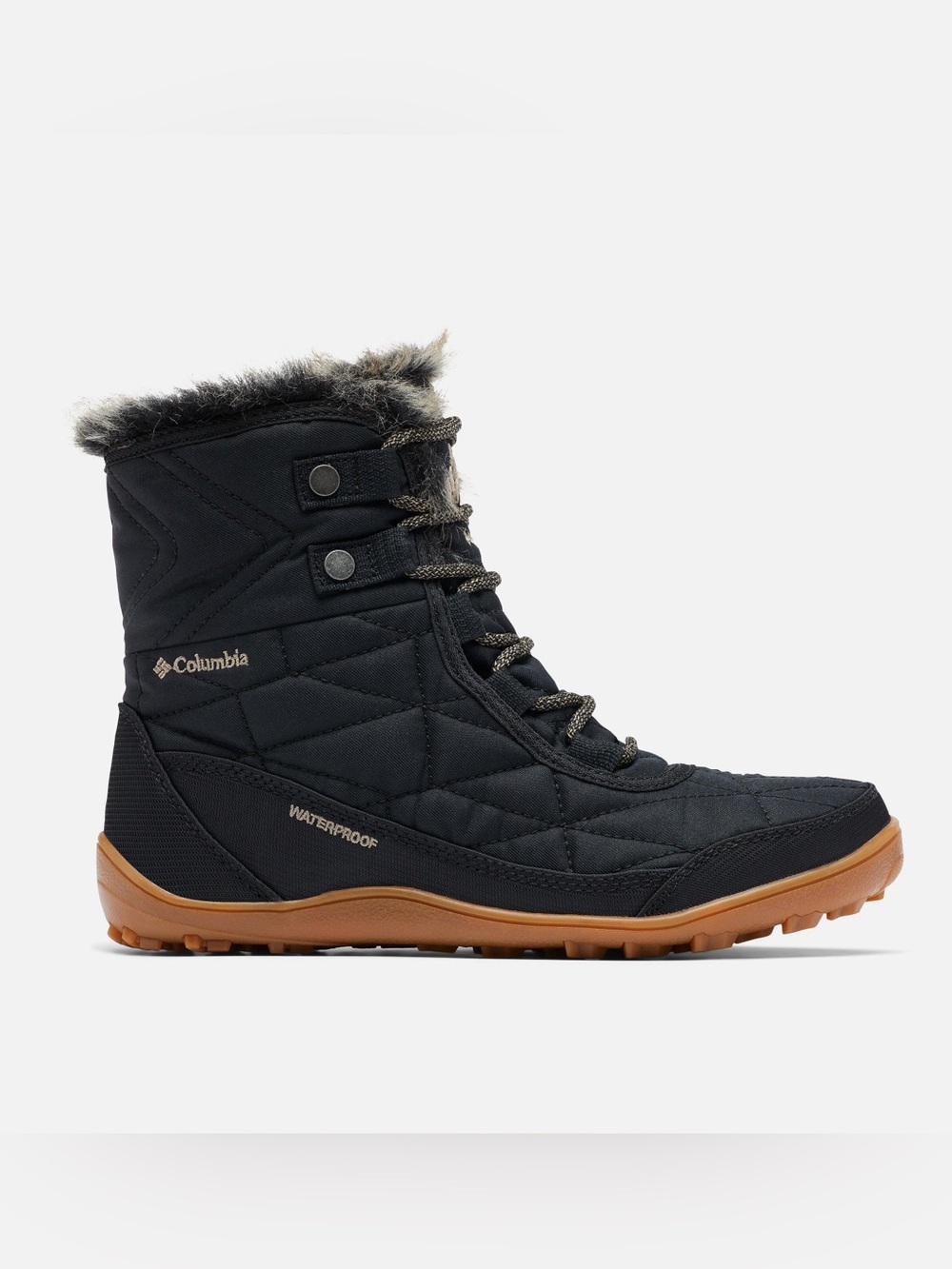 $140 NWOT Columbia Minx Mid III Black Waterproof Faux Fur Winter Boots Size 7